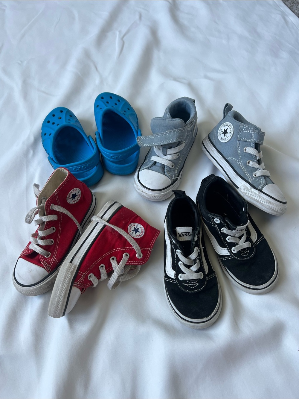 4 Pairs of Kids’ Shoes – Size 8 – Different Brands, converse, Crocs,Vans